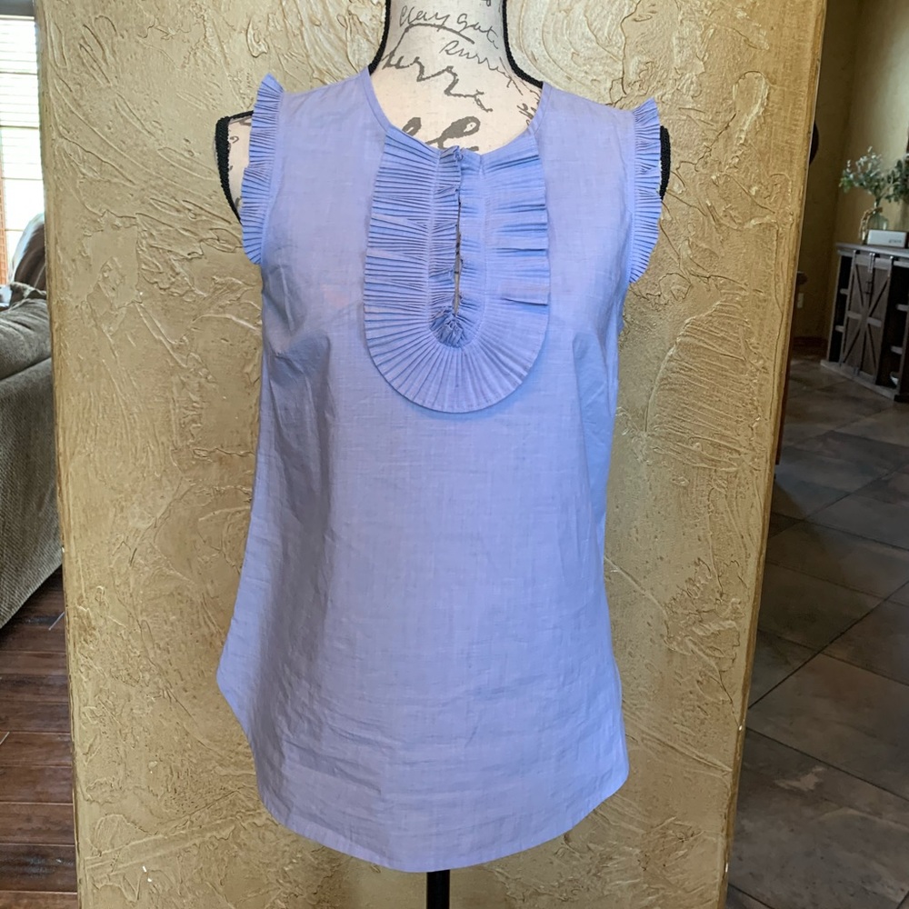 JCrew blue dress shirt with ruffle front